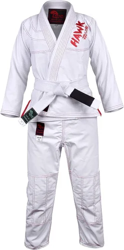 Miniatura 7 de Jiu Jitsu brasileño, para niños, Jiu Jitsu Gi Children BJJ Gi Grappling Kimonos, cinturón blanco ligero, Blanco