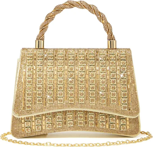 Bolso de mano con strass para mujer, bandolera brillante y bolsos para boda, fiesta, noche, bolso cruzado
