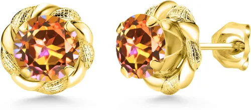 Miniatura 206 de Gem Stone King Aretes de plata de ley 925 de 0.236 in con piedra natal redonda para mujer