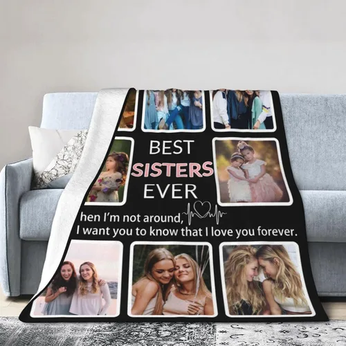 Miniatura 17 de Manta personalizada con collage de fotos, para hermana, amiga, madre, padre, familia, mascotas, parejas, en Navidad, cumpleaños, aniversario, regalo
