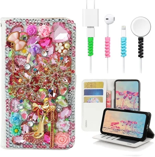 Miniatura 6 de Bling SSBLDwCPSeries-4 - Funda de piel con tapa y protector de cable, diseño 3D