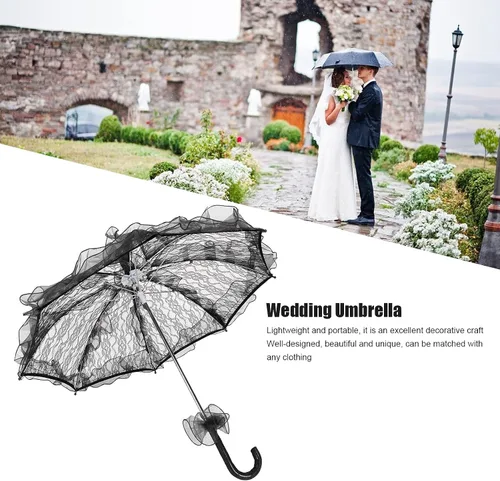 Miniatura 2 de Parasol, sombrilla de tela de encaje, sombrilla negra, sombrilla de boda, decoración artesanal para bodas, fiestas, fotos, regalos, bailes