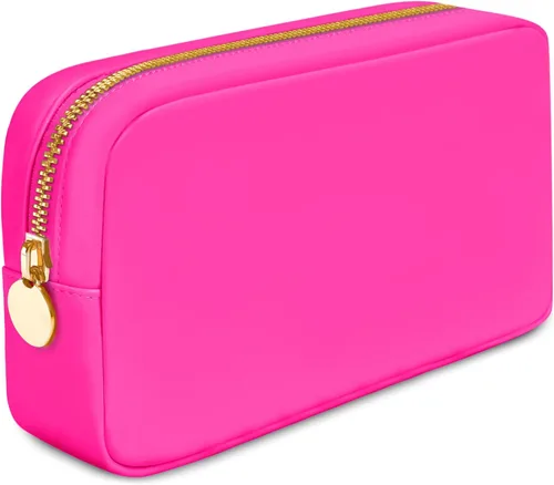 DANCOUR Bolsas de maquillaje de nailon para mujer, bolsa grande de aseo de viaje, bolsa de cosméticos, organizador de maquillaje Rosa fuerte