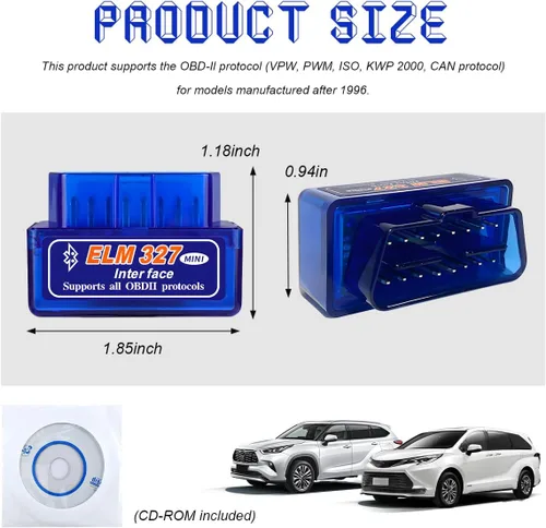 Miniatura 2 de ELM327 OBDII - Escáner de diagnóstico automático para automóvil, mini interfaz ELM327, lector de código de falla de motor Bluetooth, detector
