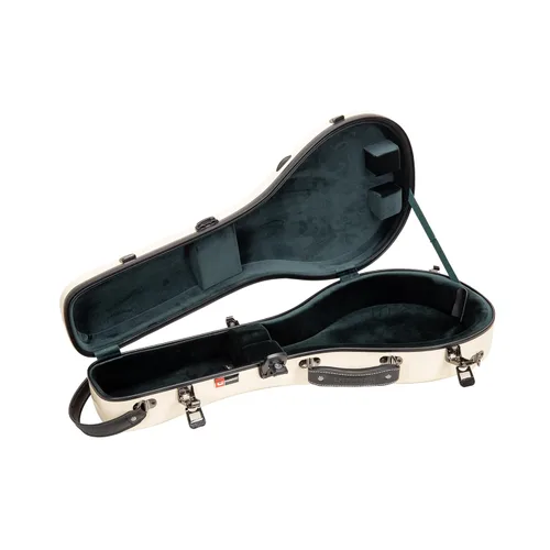 Miniatura 9 de Crossrock Estuche de mandolina de fibra de vidrio – contorneado para estilo F (se adapta a Gibson F5) Brillo plateado, terciopelo verde bosque