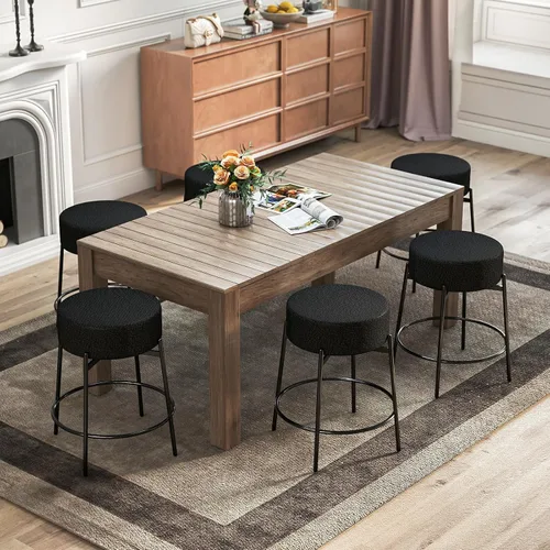 Miniatura 5 de SoarFlash - Juego de 2 taburetes de bar modernos giratorios, taburetes de barra de 24" Sherpa con asiento giratorio de altura de mostrador