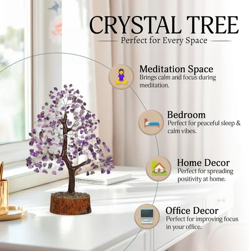 Miniatura 4 de Árbol de cristal de amatista, cristales curativos, decoración de habitación morada, decoración de cristal, árbol de cristal, accesorios de Alambre