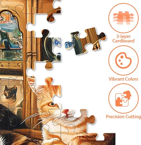Miniatura 2 de Rompecabezas de 500 piezas para adultos, gatos para el hogar, rompecabezas de animales de cartón reciclado, rompecabezas de 500 piezas, juego