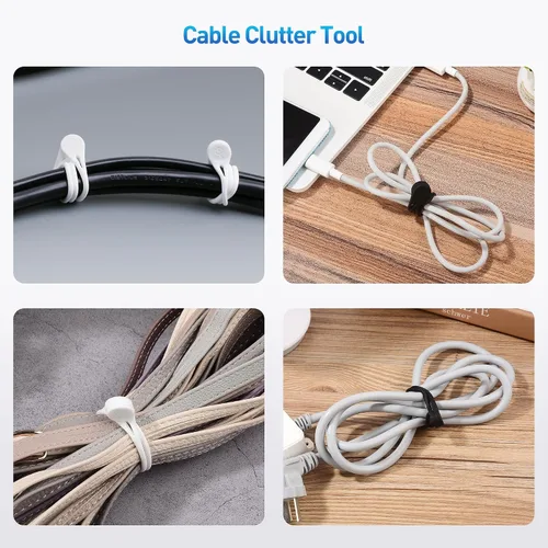 Miniatura 3 de Cable Matters Paquete de 10 bridas magnéticas de silicona ultra fuertes, bridas magnéticas/cremalleras/organizador de cables, blanco y negro