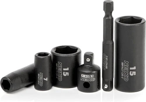 Miniatura 4 de NEIKO 02481A Juego de llaves de impacto de 1/4", 30 piezas, tamaños métricos de 4 a 0.591 in, enchufes profundos y poco profundos, acero al cromo