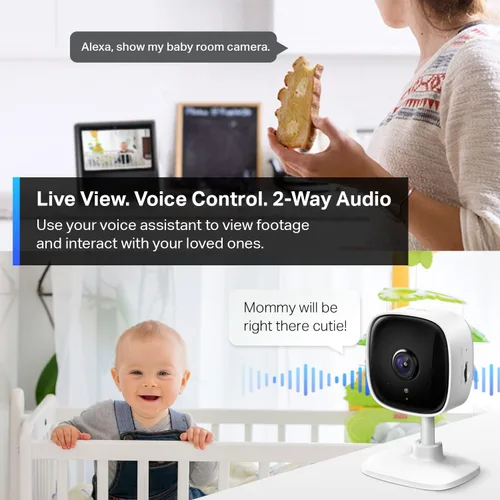 Miniatura 5 de TP-Link Tapo C110 Cámara seguridad 2K de interior, bebé o perro, detecta movimiento, audio bidireccional, sirena, visión nocturna, guarda en tarjeta