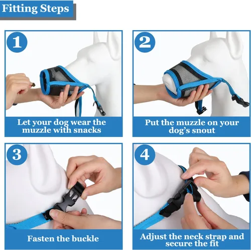 Miniatura 8 de LUCKYPAW Bozal para perro, bozal de malla para perros pequeños, medianos y grandes, cubierta suave para la boca del perro para evitar que muerdan