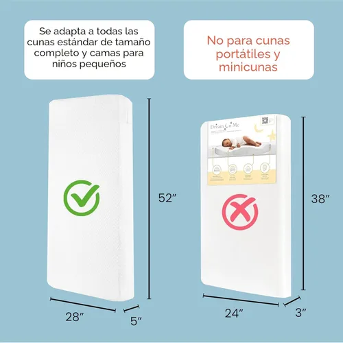 Miniatura 3 de Dream On Me Baby Zzz 5” Colchón de tamaño completo para cuna y cama infantil en una caja – Certificado GREENGUARD Gold y JPMA, transpirable