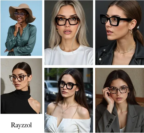 Miniatura 2 de Gafas de Lectura Grandes para Mujeres – Lentes de Lectura con Bloqueo de Luz Azul, Estilo Oprah, Marco Cuadrado, Lente Transparente, Bisagra