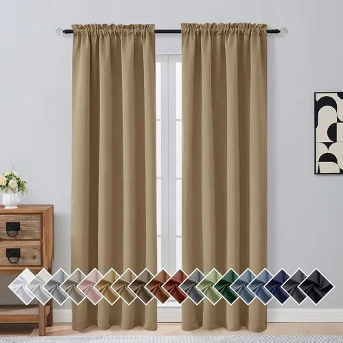 Miniatura 37 de OVZME Cortinas opacas turquesa para tratamiento de ventanas pequeñas, cortinas cortas con bloqueo de luz para ventana de cocina sobre el fregadero