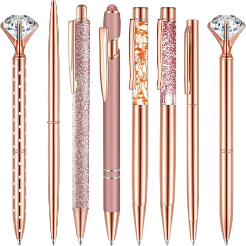 Miniatura 8 de Supervitae 8 Bolígrafos Morados para Mujer, Papelería Escolar, Regalos de Diario, Arena Líquida con Purpurina, Bolígrafos de Tinta Negra, Regalos