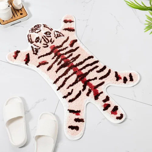 Miniatura 9 de Divertida alfombra de baño de leopardo marrón para baño, bonita alfombra de baño de dibujos animados de leopardo, antideslizante, absorbente