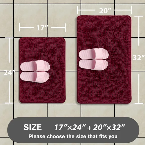 Miniatura 338 de Alfombra de baño pequeña de 12 x 18 pulgadas, lavable y absorbente, antideslizante, alfombra de baño de felpilla gruesa y suave para baño, ducha