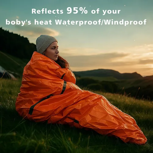 Miniatura 3 de Zmoon - Bolsa de dormir de emergencia, bolsa de supervivencia, impermeable y térmica portátil, sacos de vivac, bolsas de bivy, bolsa de dormir