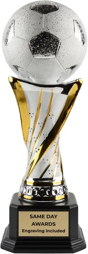 Trofeo de fútbol de cerámica prémium (disponible en 3 tamaños), grabado incluido | Free Engraving, Soccer Championship, Tournament, MVP, Large