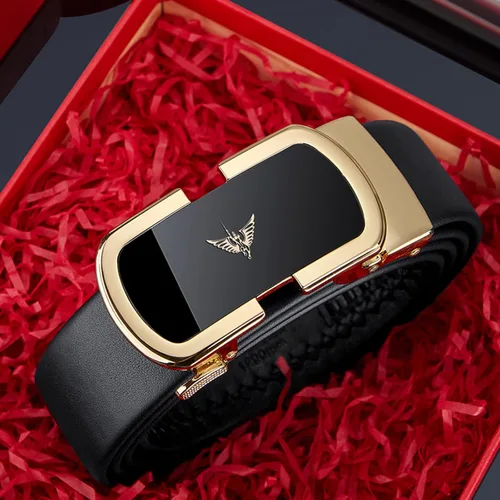 Miniatura 6 de VANNANBA Cinturones de trinquete de cuero para hombre, cinturón de cintura con hebilla automtica, cinturón para hombre con caja de regalo