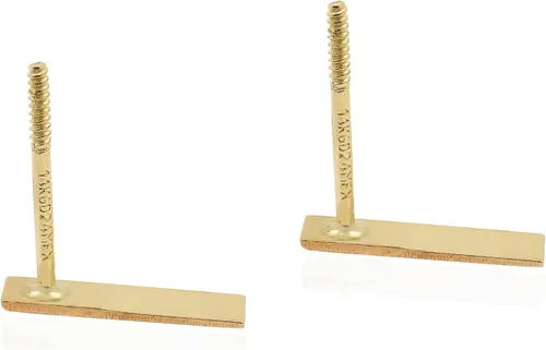 Miniatura 3 de Hoberta Real 14K Solid Gold Tiny Line Bar Stud Earrings for Women & Girls - Hypoallergenic for Sensitive Ears, Small & Minimalist Jewelry for