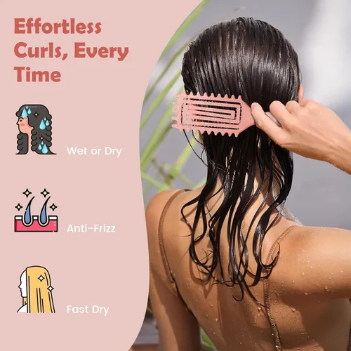 Miniatura 5 de Cepillo para definir rizos, cepillo para cabello rizado con engranaje lateral para peinar, dar forma y estilizar el cabello rizado, cepillo