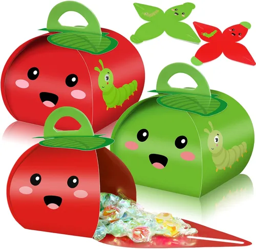 TaoBary 36 Piezas Cajas de Favores de Fiesta de Manzana Caja de Dulces de Apreciación al Maestro Forma de Manzana Roja 3D Mini Bolsas de Regalitos