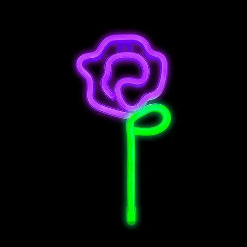 Miniatura 2 de ENUOLI Letrero de pared LED rosa neón con tallo verde para luz fría, arte de pared, decoración de dormitorio, accesorios para el hogar, fiesta