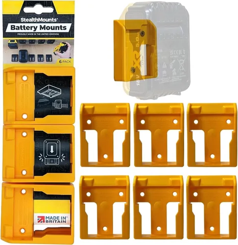 Miniatura 4 de StealthMounts Soporte de batería compatible con baterías DeWalt de 20/60 V (paquete de 6) - Soportes de batería negros Fabricado en el Reino Unido