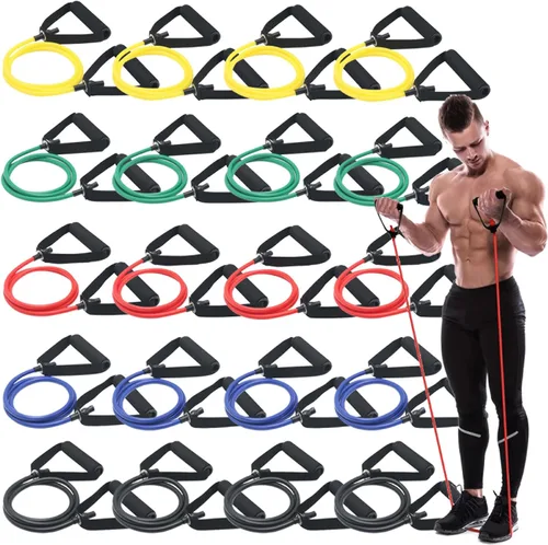 20 bandas de resistencia con asas para entrenamientos en casa, juego de bandas de ejercicio universales para terapia física y rehabilitación,
