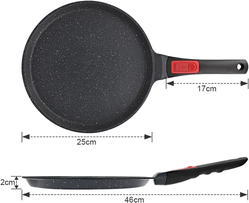 Miniatura 6 de RANX INGST Sartén antiadherente para crepas con mango desmontable, sartén para tortillas Dosa Tawa de aluminio fundido de 10 pulgadas, compatible