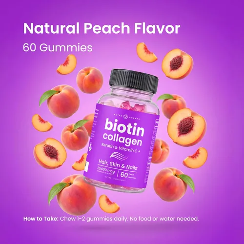 Miniatura 5 de NutraChamps Gomitas de biotina de 5000 mcg con colágeno, queratina y más – Vitaminas para la piel y las uñas para mujeres y hombres – Apoya el ciclo