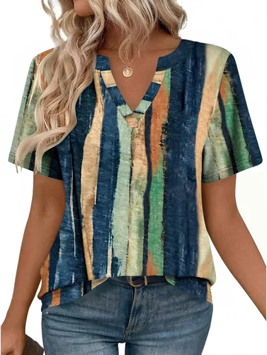 Miniatura 10 de Zeagoo Camisetas de manga corta con cuello en V para mujer, bonitas, elegantes, casuales, para negocios, trabajo, blusa