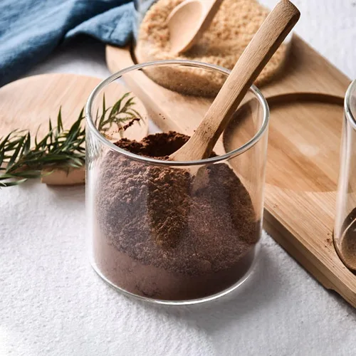 Miniatura 3 de Tarro de vidrio transparente de 10.1 fl oz/10 onzas con tapa de bambú y cuchara de madera, lindo recipiente de almacenamiento de sal de baño