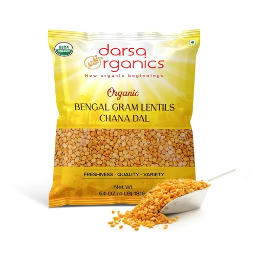 Miniatura 10 de Darsa Organics Chana Dal 2 lb – Gramo orgánico de Bengala partida USDA (garbanzos amarillos), sin OMG, sin productos químicos, lentejas amarillas
