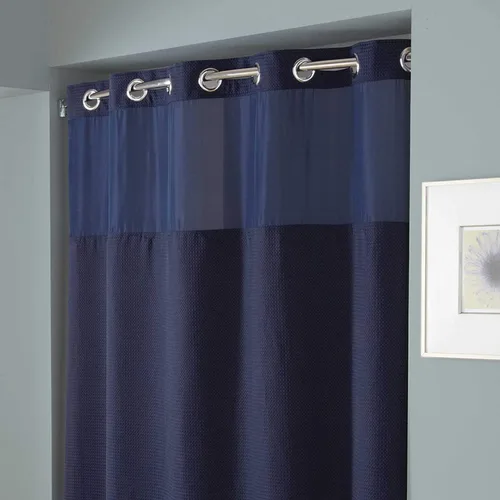 Miniatura 8 de Cortina de ducha con broches de presión, 70 pulgadas de ancho x 54 pulgadas de alto, cortina de baño de tela de poliéster impermeable con imán