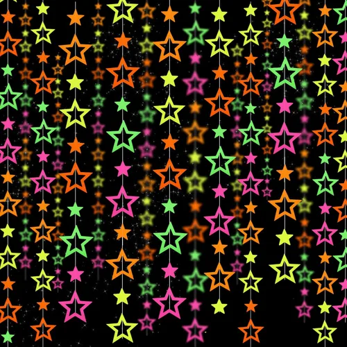 Miniatura 14 de Serpentinas de guirnalda de papel de neón redondas UV de 115 pies, decoraciones de luz negra para suministros de fiestas que brillan y decoraciones