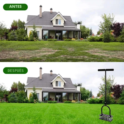 Miniatura 7 de Aireador de césped, diseño automático de limpieza de suciedad y hojas, herramienta manual de alta resistencia con 15 picos de hierro, altura Negro