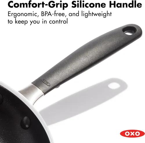 Miniatura 4 de OXO Sartén antiadherente de 8 pulgadas, mango de silicona sin BPA, apto para lavavajillas y horno, sartén de cerámica sin PFAS, color negro
