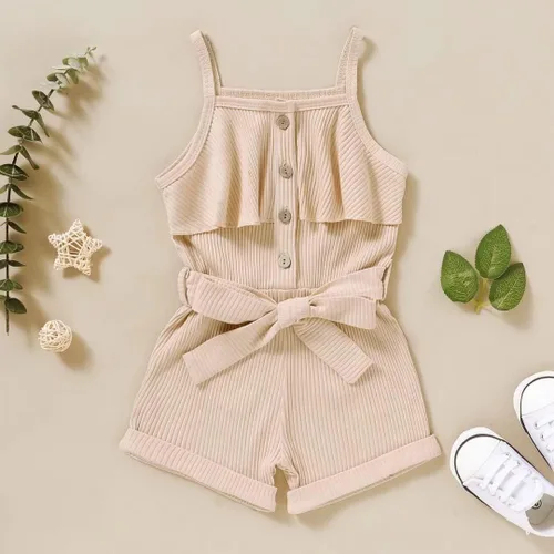Miniatura 2 de Tepuce Ropa para niña pequeña, con correa de bebé, sin mangas, de una pieza, overol casual de verano