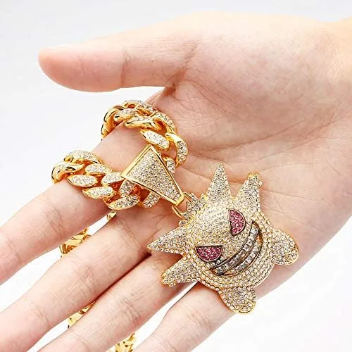 Miniatura 7 de MFJFHK Miami - Cadena de eslabones cubanos para hombre, chapado en oro dorado, collar de hip hop, cadena de diamantes para hombre, joyería de hip