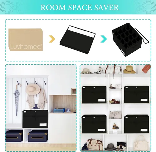 Miniatura 7 de Luvhomee Organizador de almacenamiento de zapatos, se adapta a 16 pares, caja organizadora de zapatos grande para armario, contenedores plegables