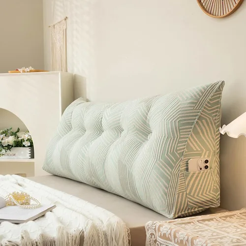 Miniatura 12 de Cojín triangular para mesita de noche, gran cabecero triangular con cuña para reposo en cama, almohada de lectura, respaldo y soporte de Azul