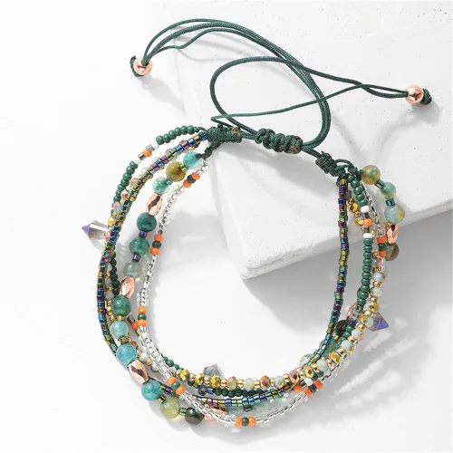 Miniatura 3 de Joya Gift Handmade Adjustable Wrap Bracelet Bohemian String Braided Beads Anklets Gifts for Women Girls