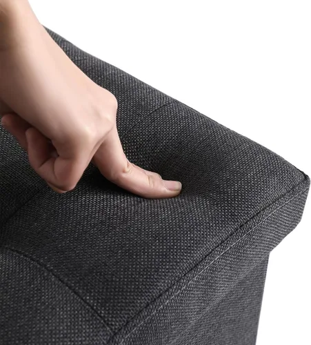 Miniatura 6 de Otomano de Almacenamiento Cúbico Pequeño, Reposapiés Plegable, Asiento Cuadrado, Otomano Acolchado de Lino Beige
