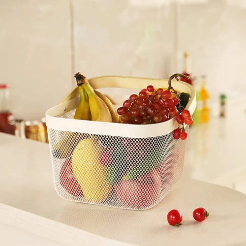 Miniatura 2 de AJIODA Cesta de acero de malla metálica, cesta organizadora de almacenamiento, cesta de cocina colgante multifuncional, cesta de frutas con mango