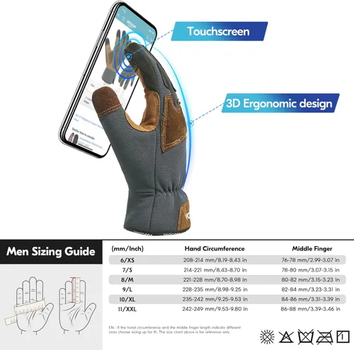 Miniatura 6 de Vgo... 1 par de guantes de jardinería para hombre, guantes de trabajo de seguridad, a prueba de pinchazos, a prueba de espinas, pantalla táctil