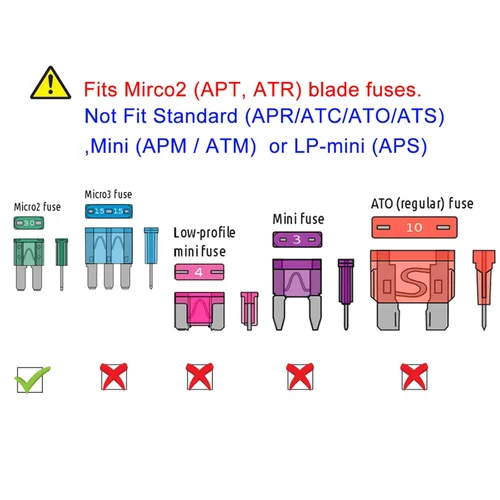 Miniatura 7 de MuHize Grifos de fusibles Micro2 – Adaptador de circuito adicional ATR de 12 V para caravana y automóvil, 5 fusibles 5A, diseño de doble ranura