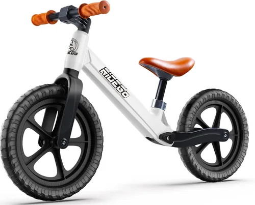 Miniatura 11 de Ridego Bicicleta de equilibrio de 14 pulgadas para niños de 3 a 6 años, bicicleta ligera para niños con asiento ajustable, bicicleta de empuje